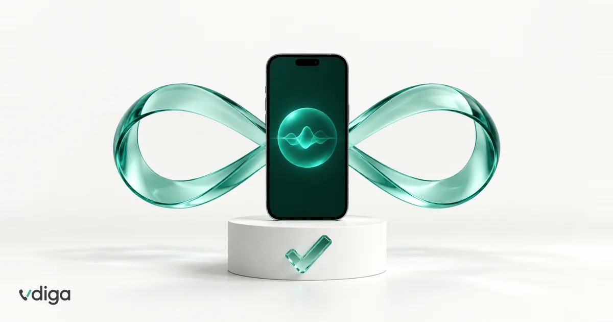 Смартфон на пиедестал, на екрана говори AI рецепционист